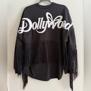 ✨NWT Dollywood Black Fringe Spirit Jersey RARE Dolly Parton Fringe Sleeves